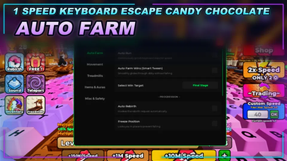 Thumbnail for [🎃] +1 Speed Keyboard Escape | Candy & Chocolate Script | AUTO FARM