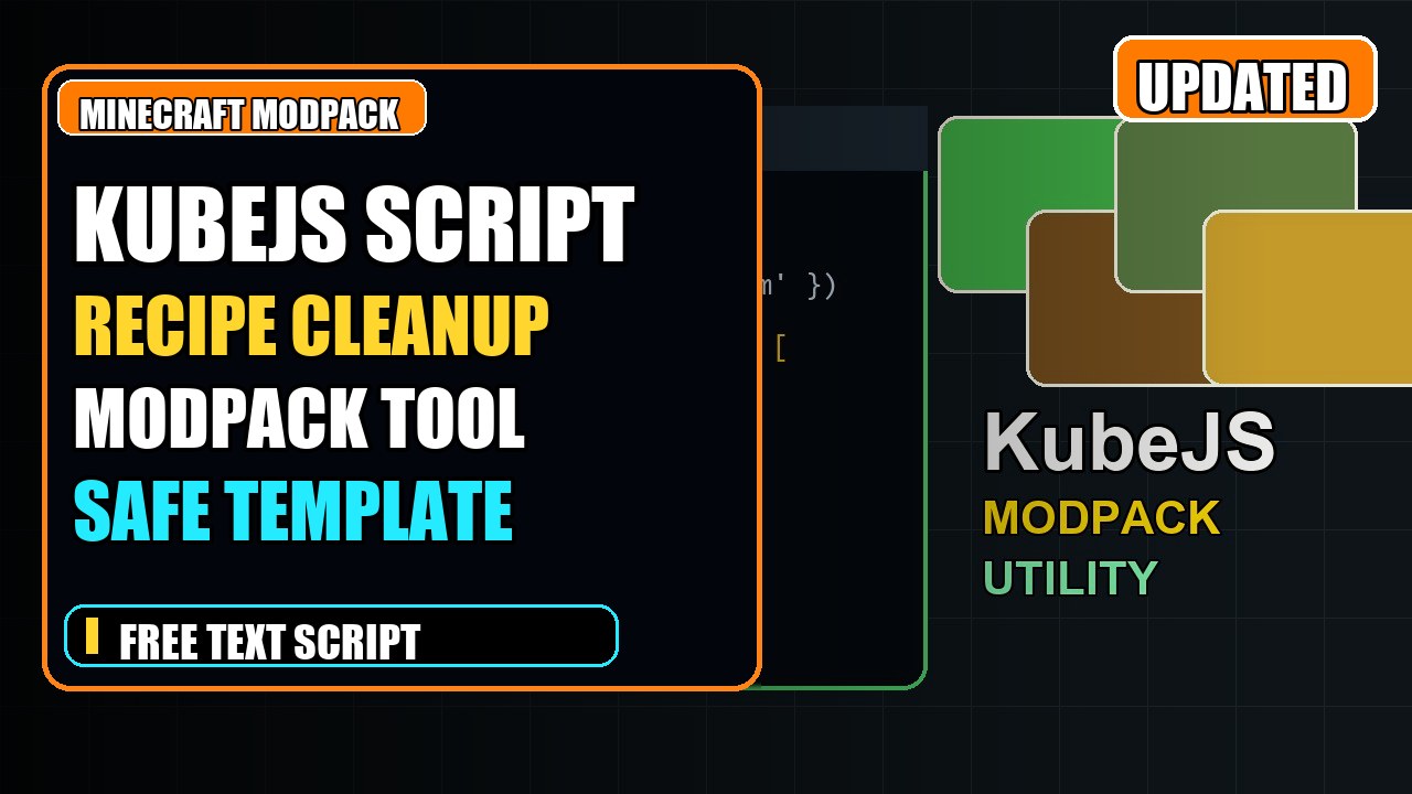 Thumbnail for KubeJS Recipe Cleanup Starter Script for Minecraft Modpacks