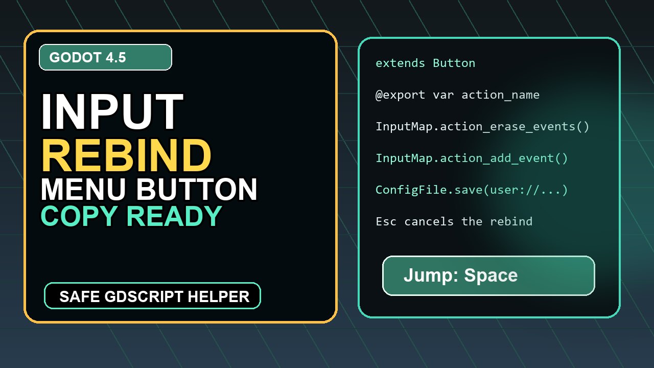 Thumbnail for Godot 4.5 Input Rebind Button for Game Menus