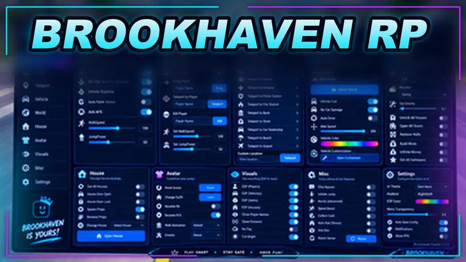 Thumbnail for Enhanced Gameplay for Brookhaven RP: Custom Chat, Troll, Speed, Fly, TP Features