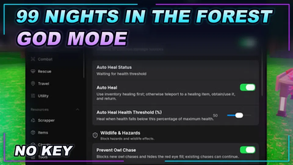 Thumbnail for 99 Nights in the Forest 🔦 Script | NO KEY | GOD MODE
